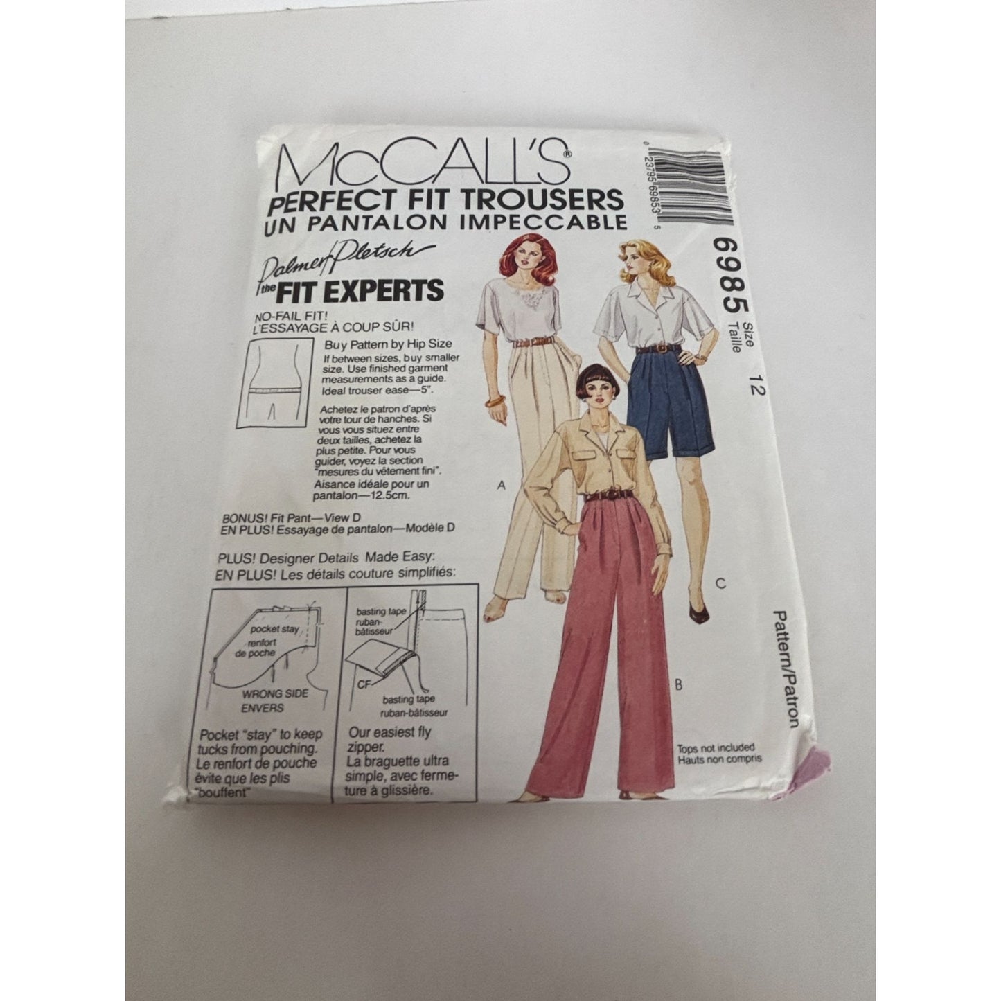 McCalls Sewing Pattern 6985 Perfect Fit Trousers Shorts Pants Palmer Work 12 UC