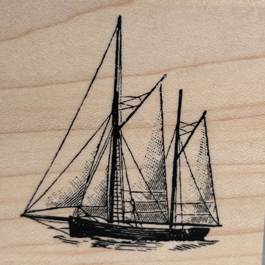 Stampabilities Rubber Stamp Sailboat Sailing Nautical Ship Ocean Coastal Cardmaking Scrapbooking Supply Wood Mounted