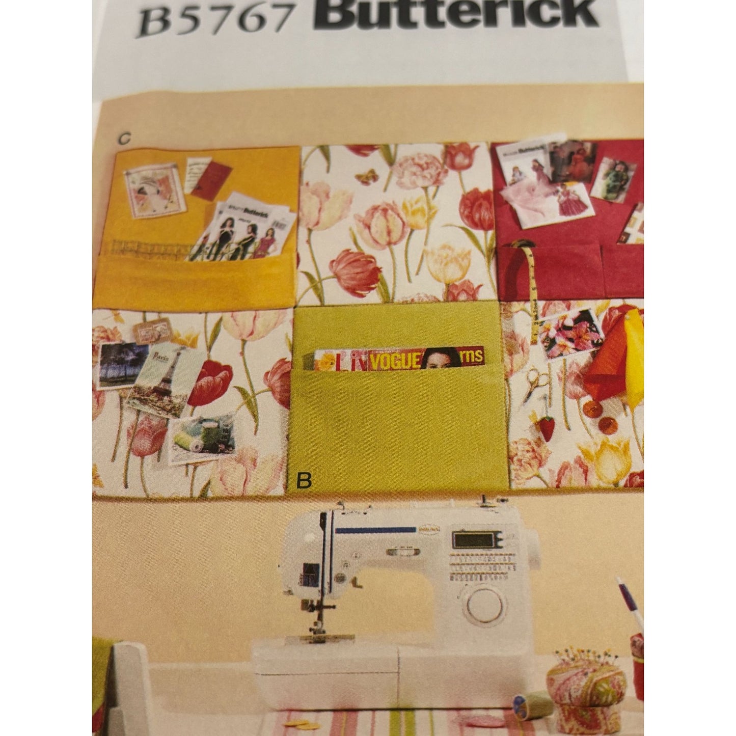 Butterick Sewing Pattern B5767 Sewing Room Wall Hanging Organizer Pin Cushion UC