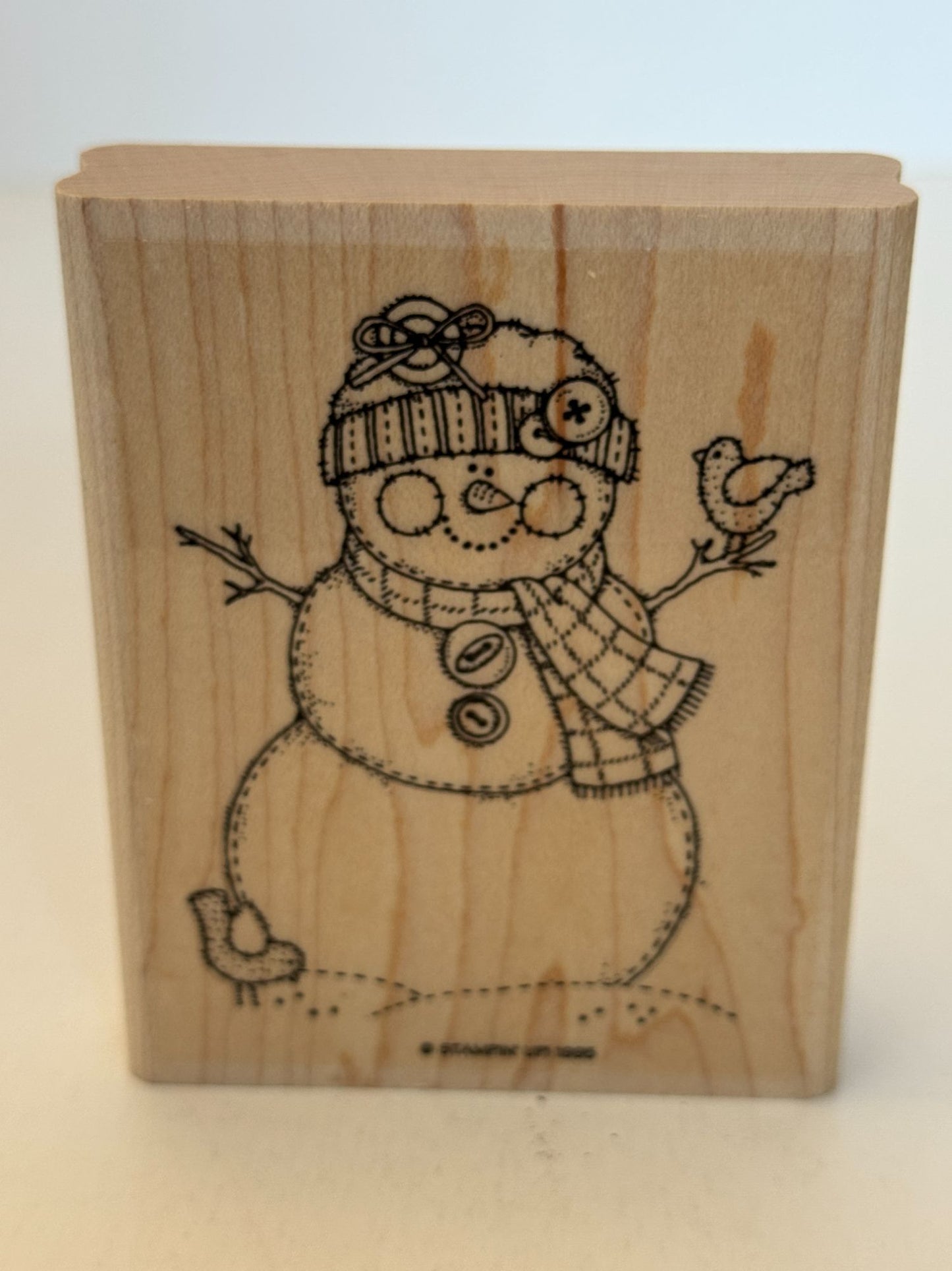 Stampin Up Rubber Stamp Snowman Buttons Country Bird Christmas Winter Holidays