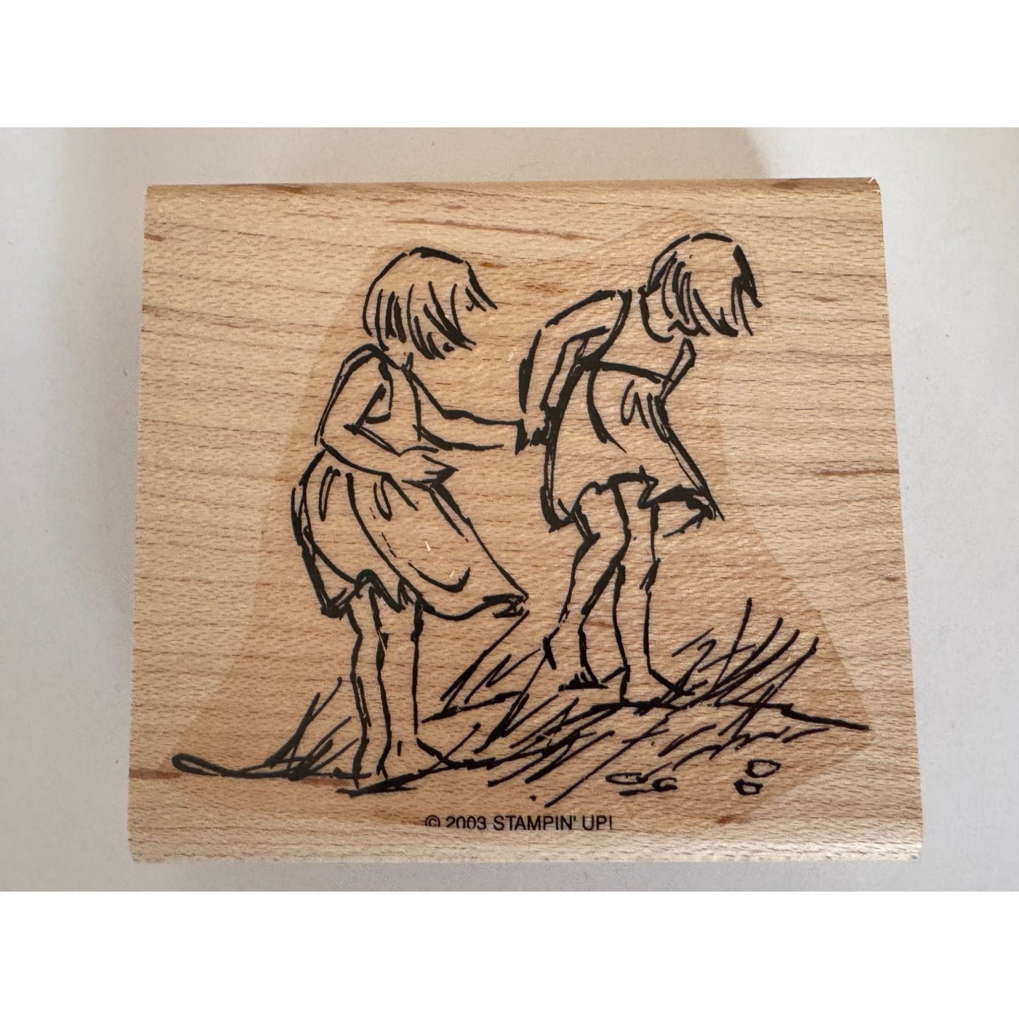 Stampin Up Rubber Stamp Two Girls Playing Outdoors Kids Friendship Card Making