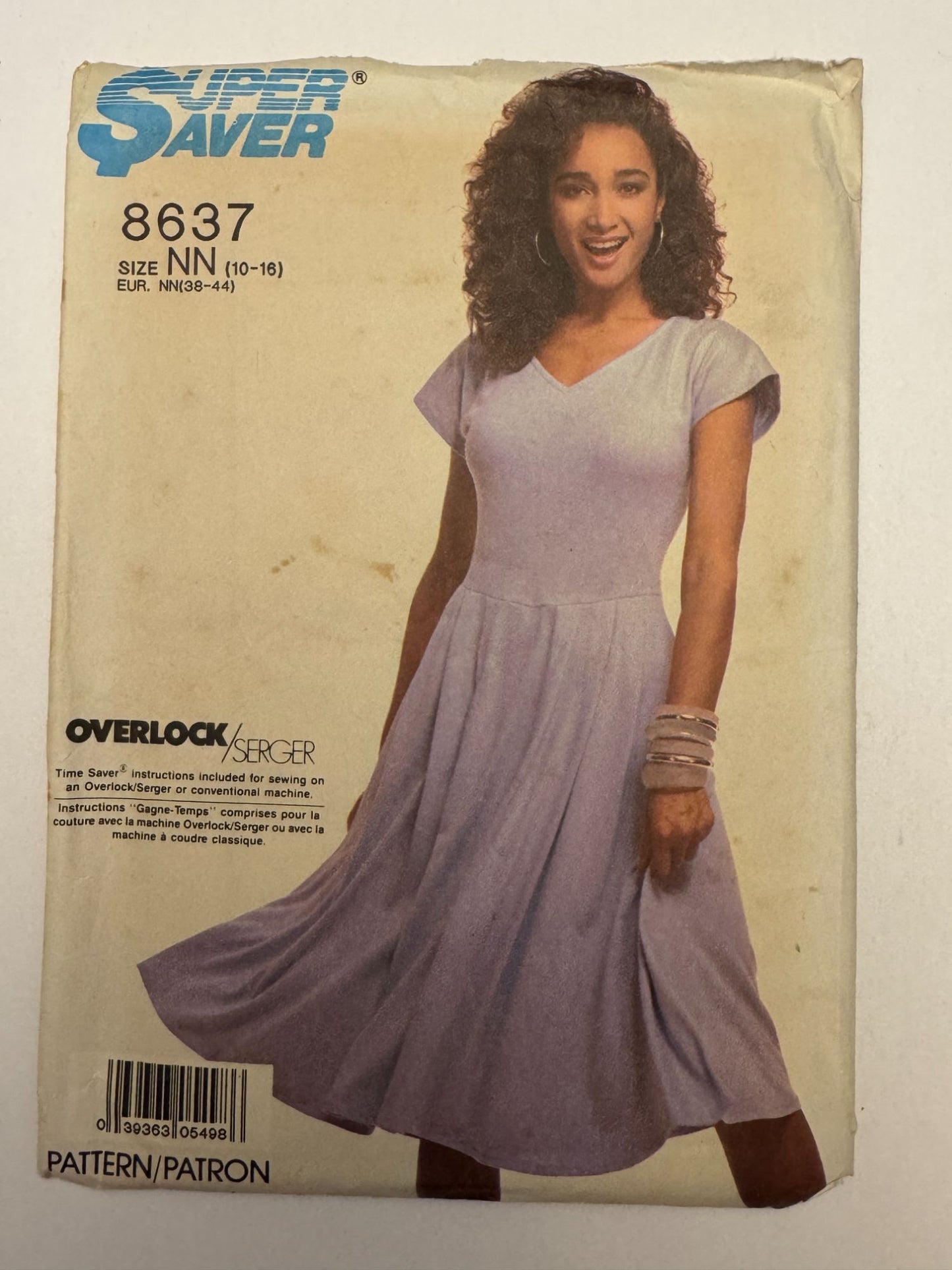 Simplicity Sewing Pattern 8637 Dress Cap Sleeves Full Skirt 10-16 Easy 1980s UC