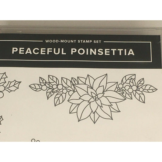 Stampin Up Peaceful Poinsettia Rubber Stamp Set Christmas Holly Berries Peace