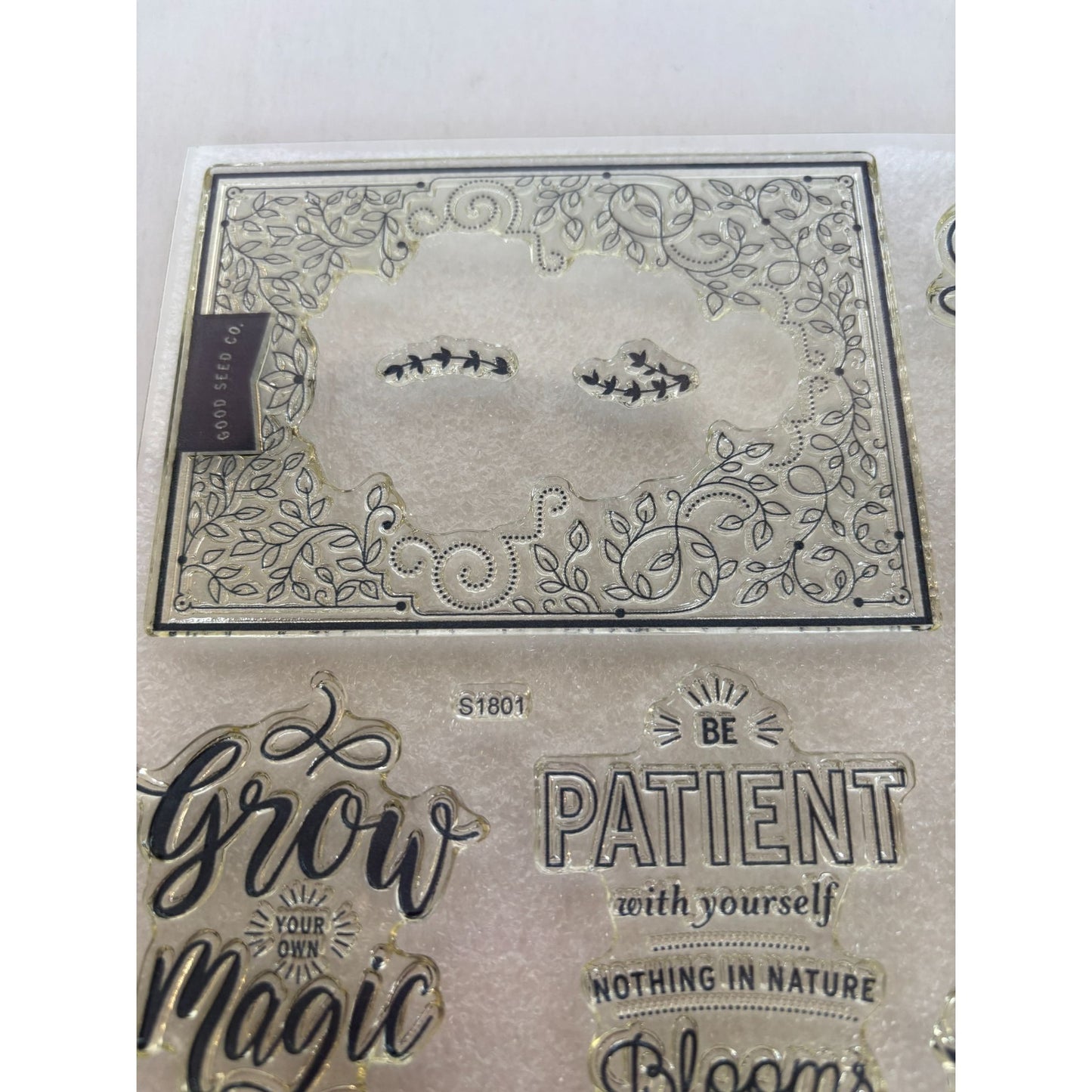 CTMH Acrylic Stamp Set Bloom and Grow Flower Garden Seed Packet My Acrylix S1801