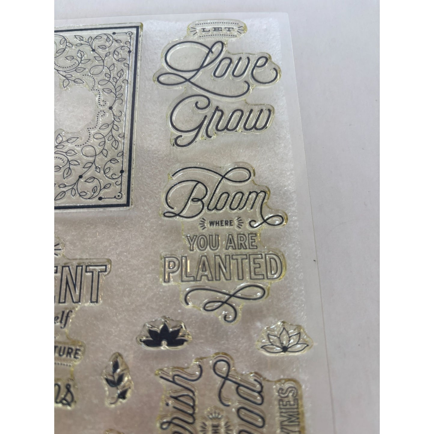 CTMH Acrylic Stamp Set Bloom and Grow Flower Garden Seed Packet My Acrylix S1801