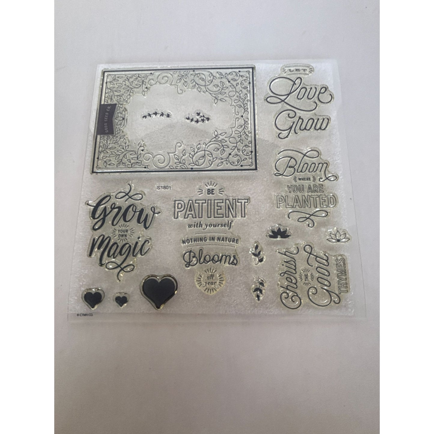 CTMH Acrylic Stamp Set Bloom and Grow Flower Garden Seed Packet My Acrylix S1801