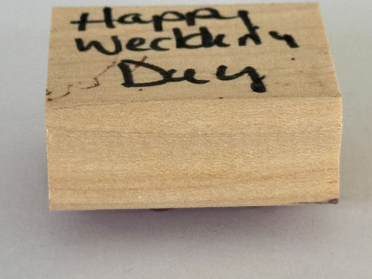 Happy Wedding Day Rubber Stamp Cursive Sentiment Card Making Word Elegant Script