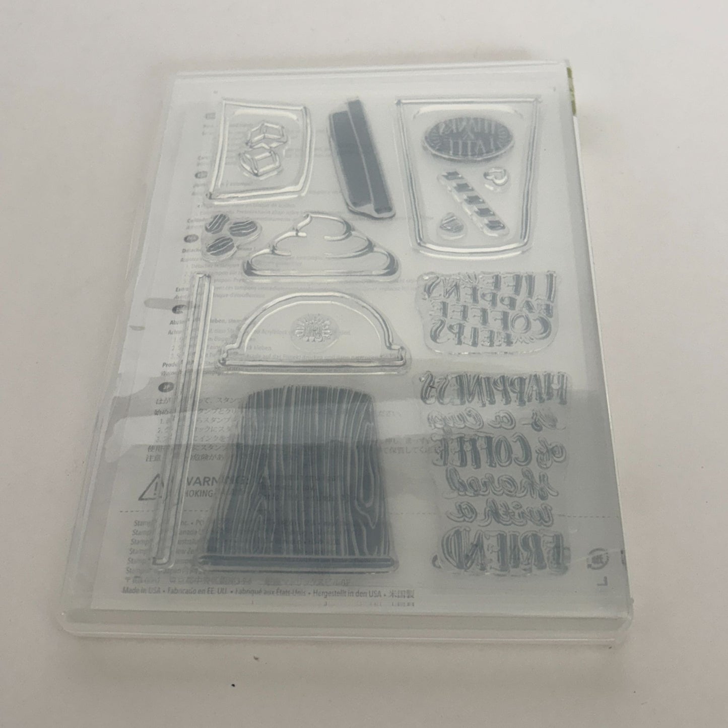Stampin Up Coffee Cafe Acrylic Stamps Thanks a Latte Friends Cardmaking Drink Ice Straw