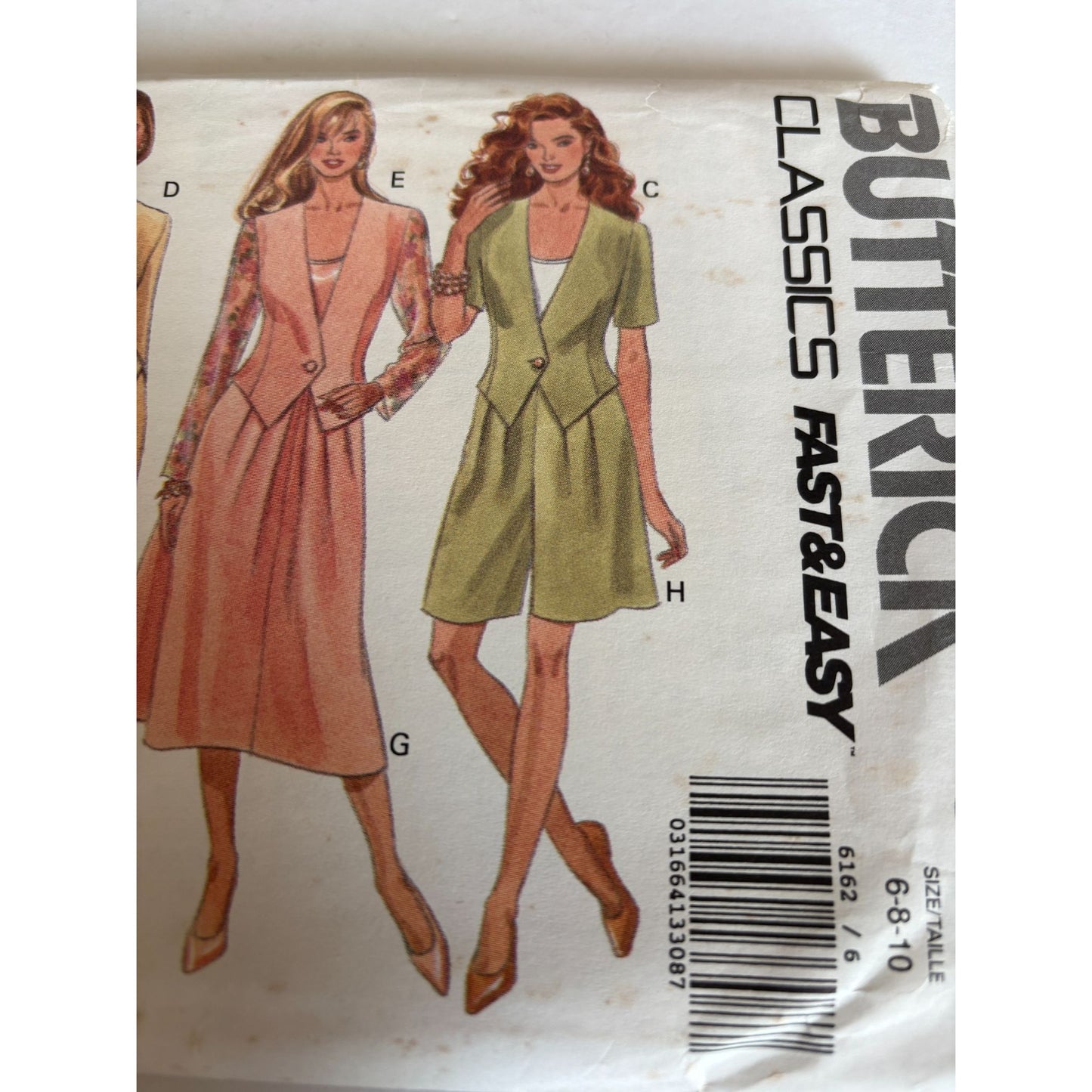 Butterick Sewing Pattern 6162 Career Skirt Suit Jacket Shorts Blazer UC 6 8 10