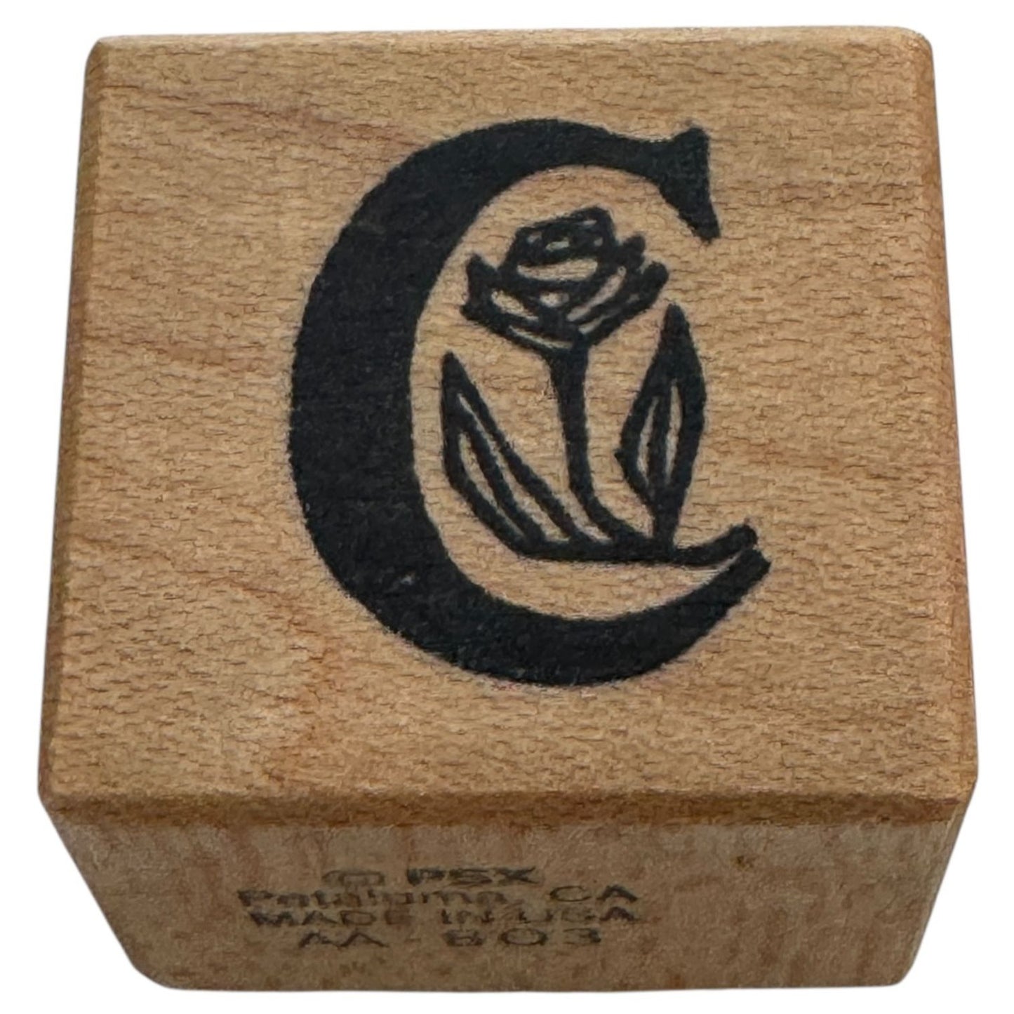 PSX Wooden Rubber Stamp Floral Letter C Card Making Initial Monogram Crafting