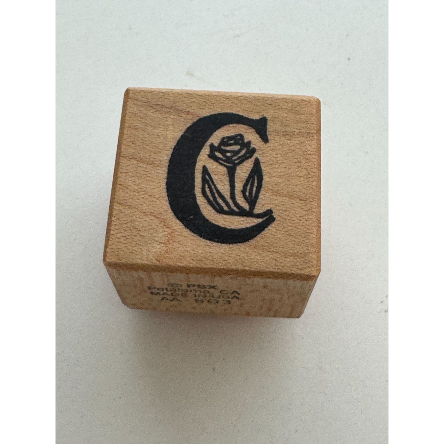 PSX Wooden Rubber Stamp Floral Letter C Card Making Initial Monogram Crafting