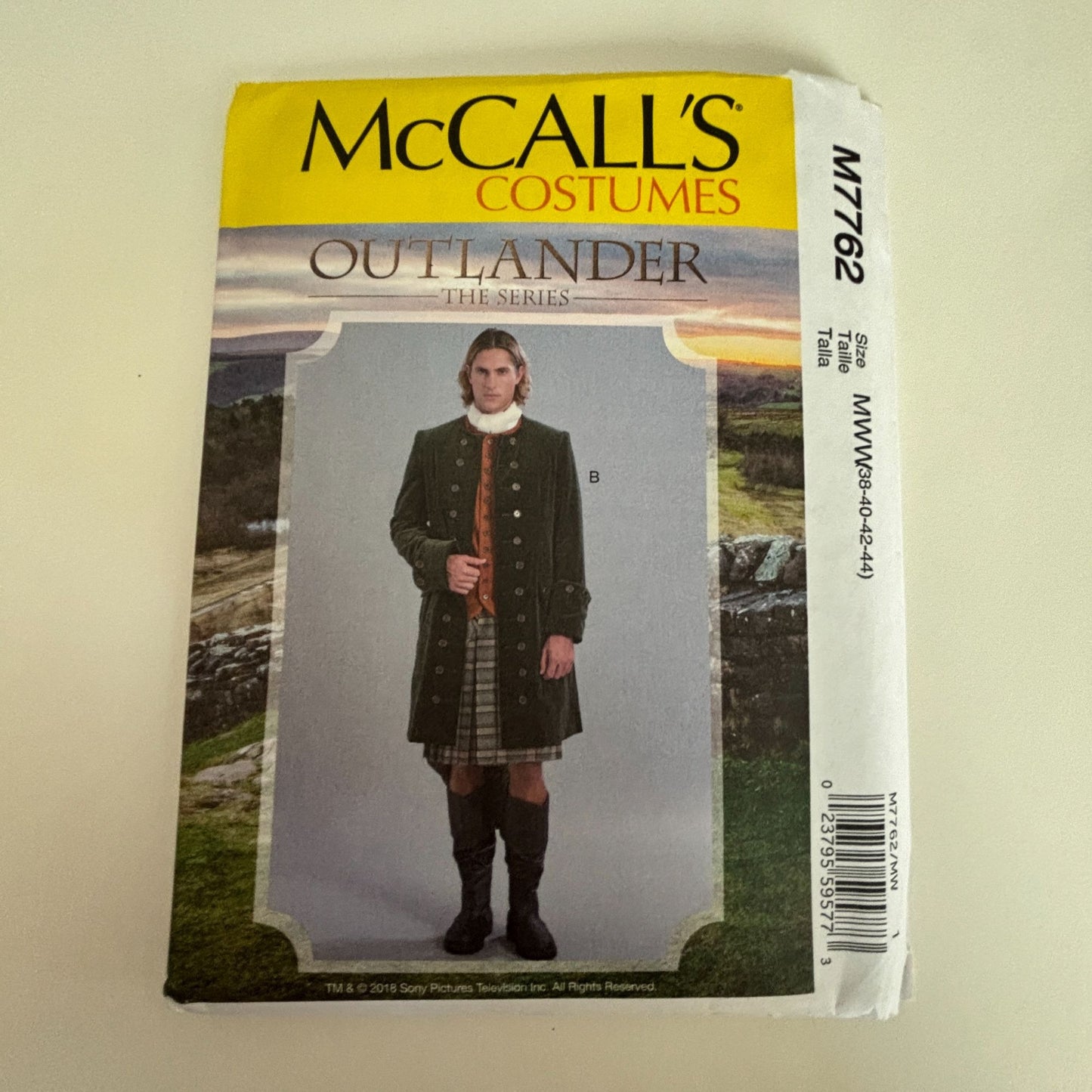 McCalls Sewing Pattern M7762 Outlander Coat Costume Mens Highland 38-44 Uncut