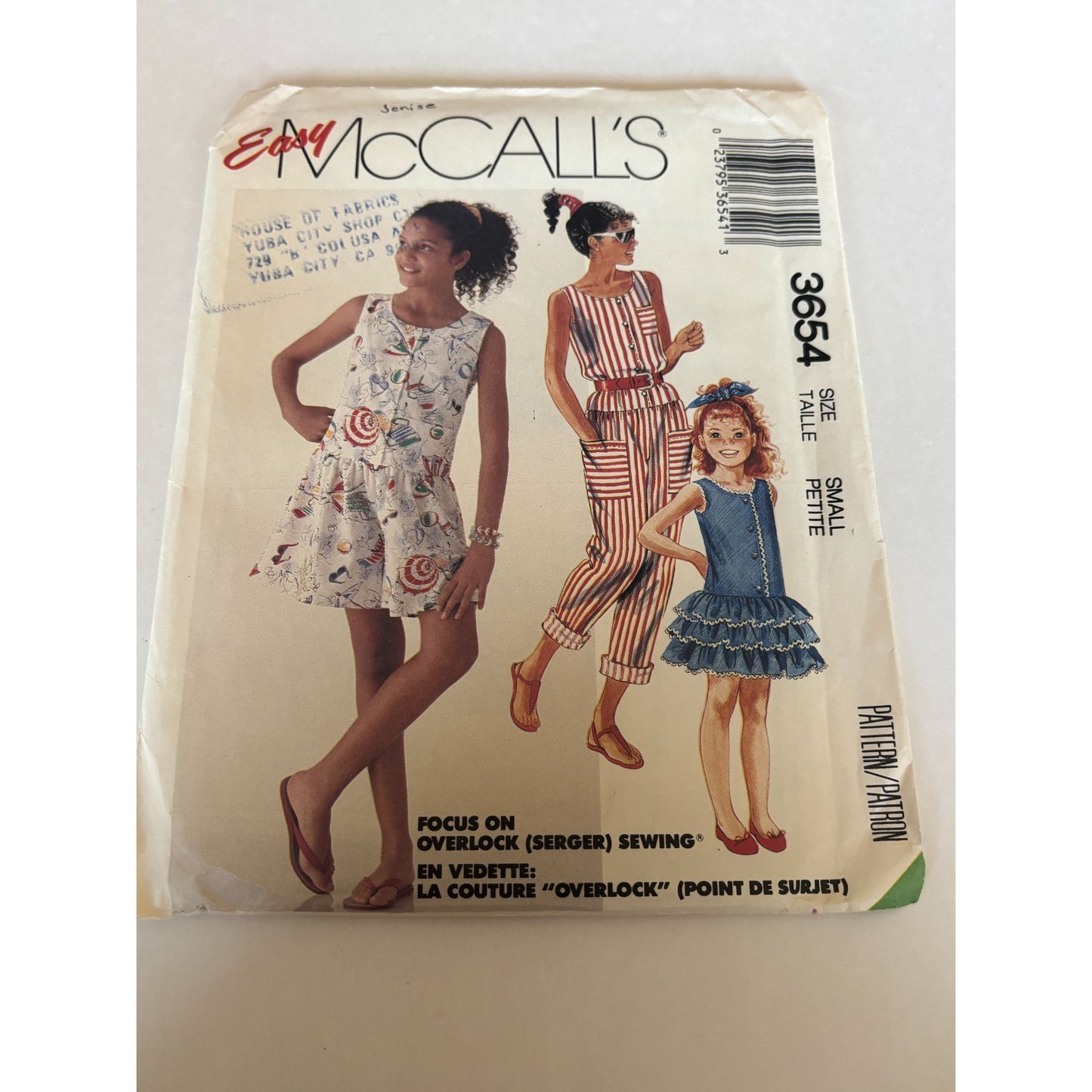 McCalls Sewing Pattern 3654 Girls Dress Jumpsuit Romper Summer Easy Small 7 UC