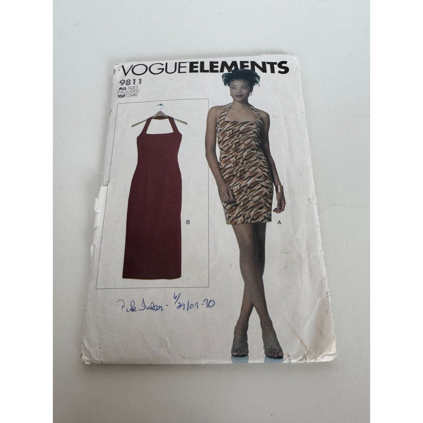 Vogue Elements Sewing Pattern 9811 Misses Halter Sheath Dress Very Easy 6-22 UC