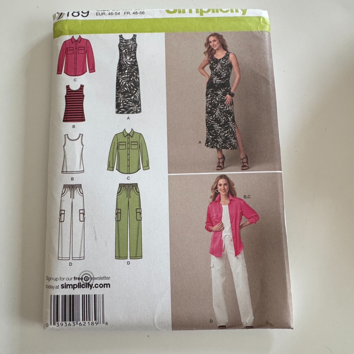 Simplicity Sewing Pattern 2189 Dress Top Pants Shirt Women Plus Size 20W-28W UC