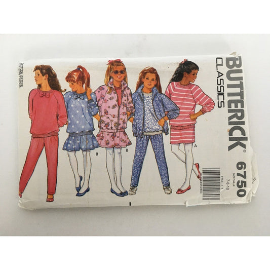 Butterick Sewing Pattern 6750 Girls Jacket Pullover Top Skirt Pants Sz 7-10 UC