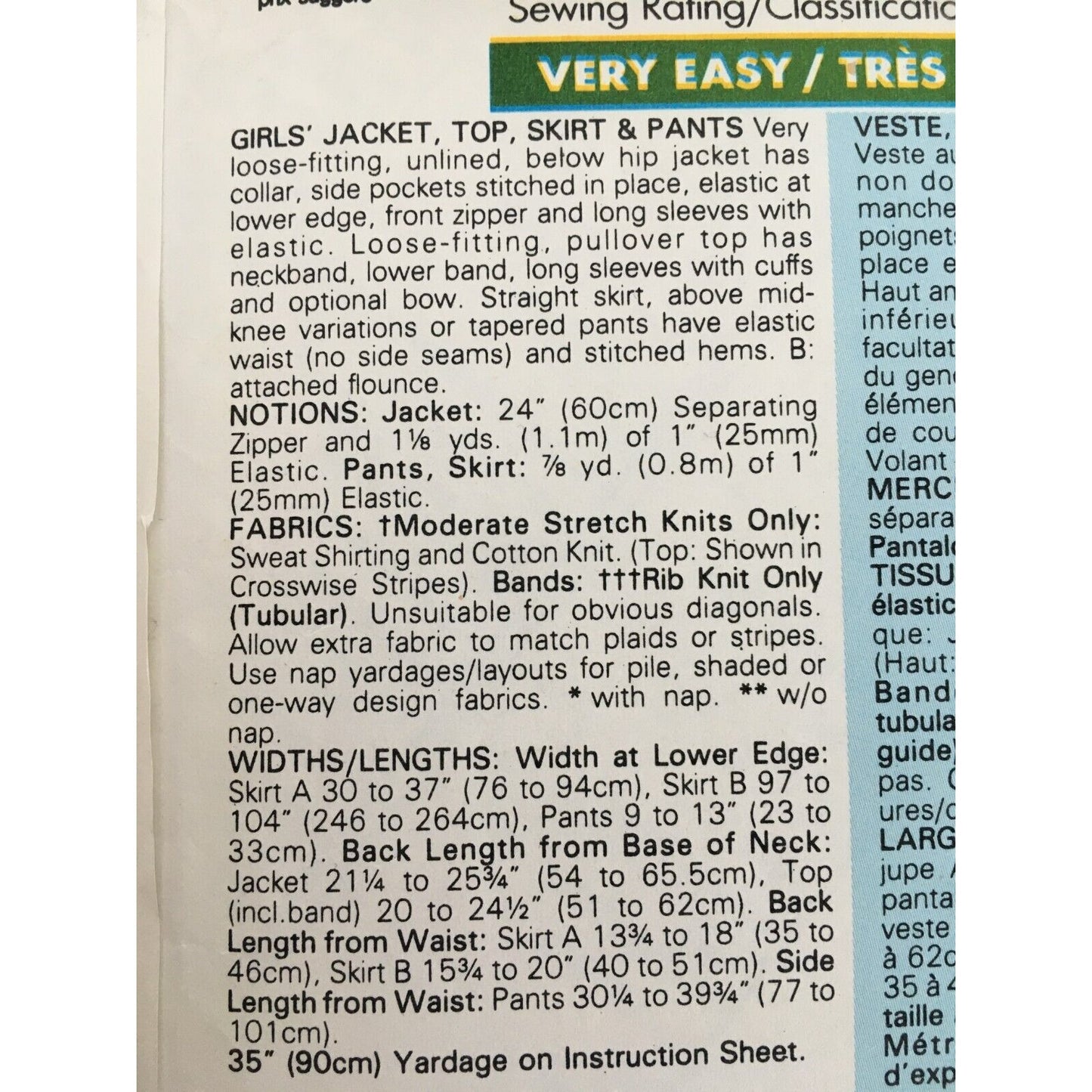 Butterick Sewing Pattern 6750 Girls Jacket Pullover Top Skirt Pants Sz 7-10 UC