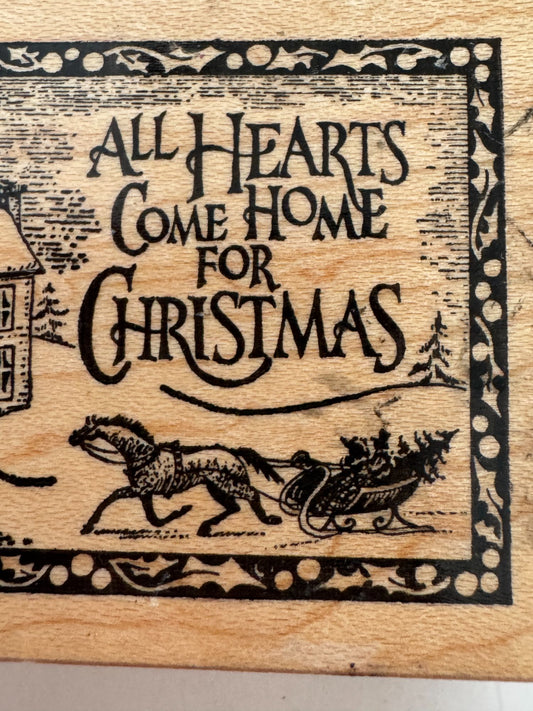 PSX Rubber Stamp All Hearts Come Home for Christmas Sleigh Winter Holidays F-324
