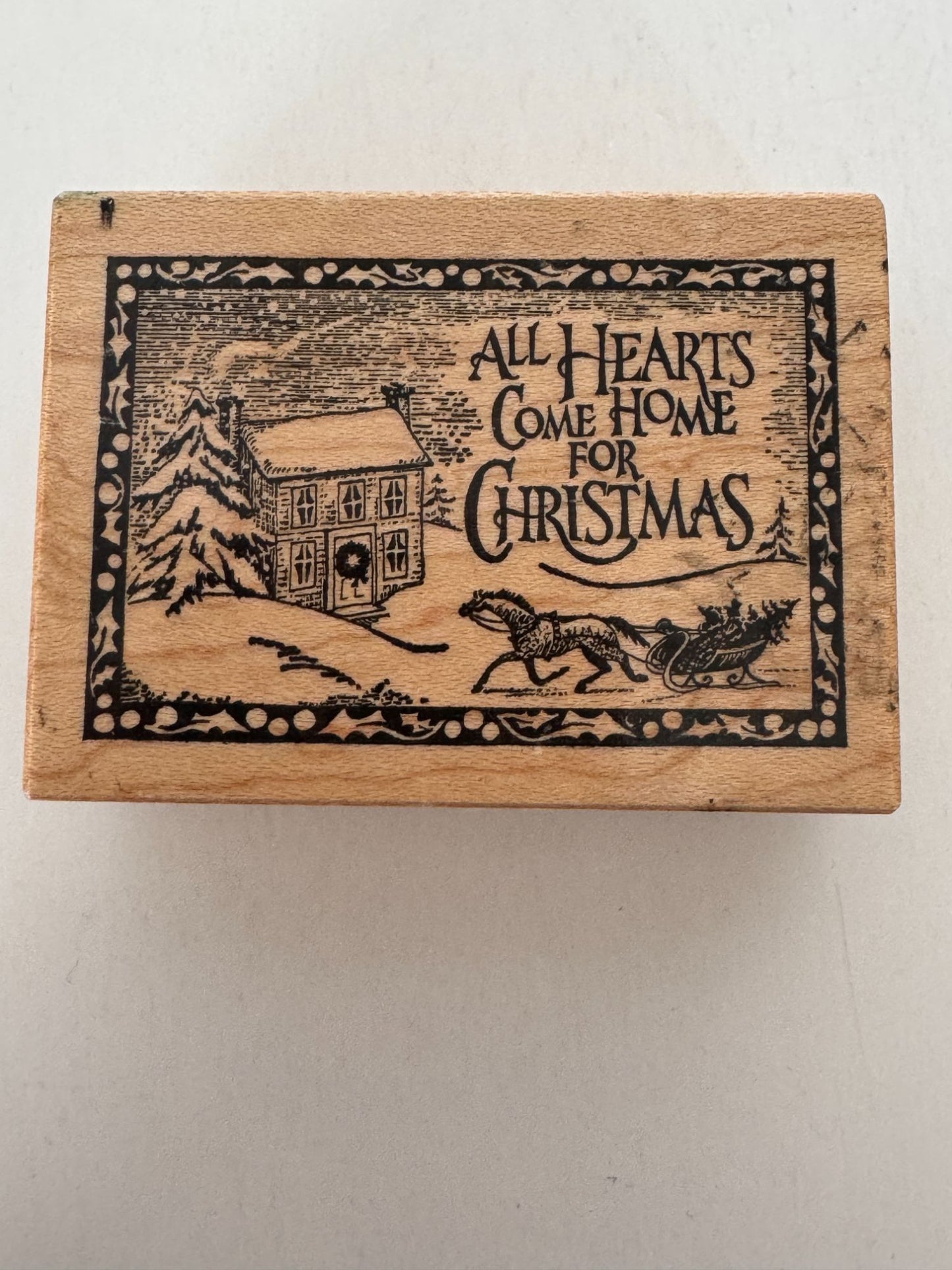 PSX Rubber Stamp All Hearts Come Home for Christmas Sleigh Winter Holidays F-324
