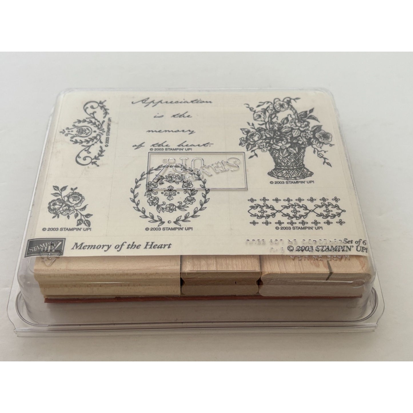 Stampin Up Wood Rubber Stamp Set Appreciation is the Memory of the Heart Flowers