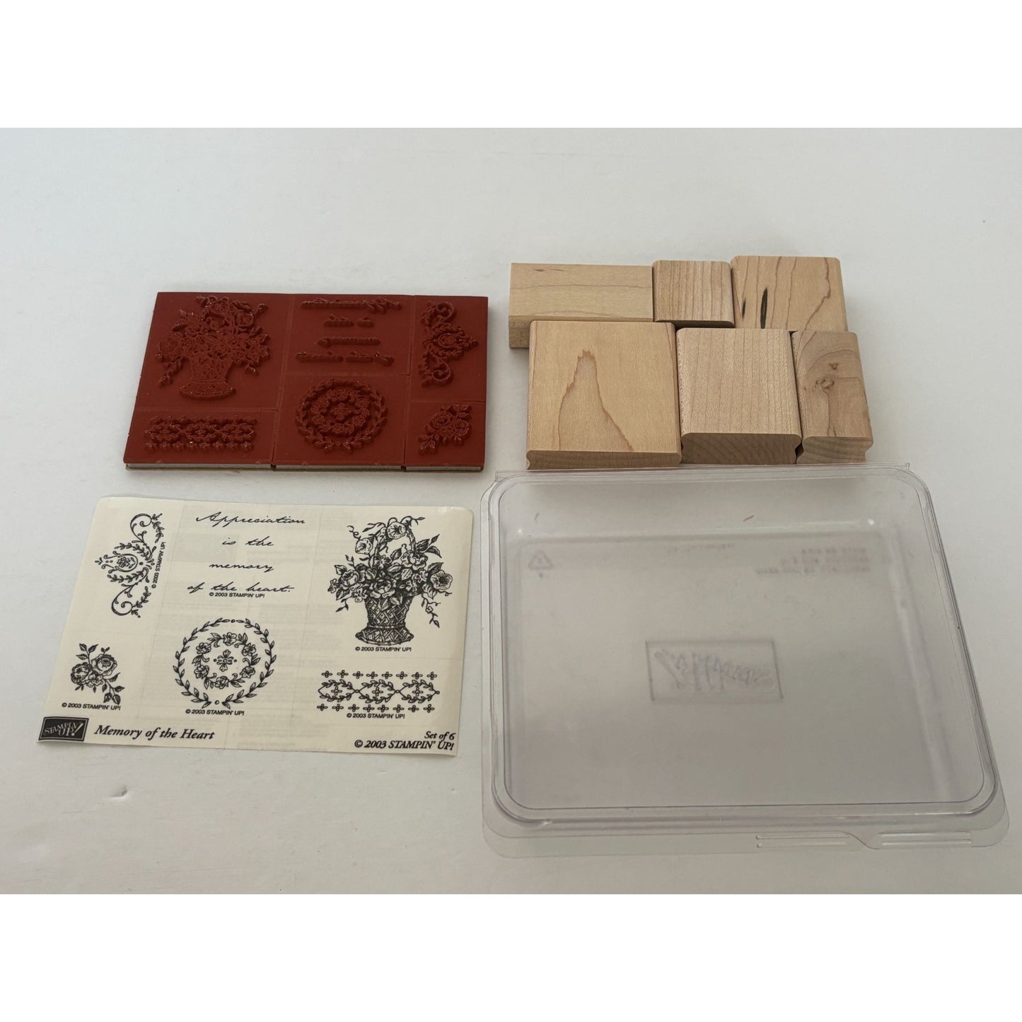 Stampin Up Wood Rubber Stamp Set Appreciation is the Memory of the Heart Flowers