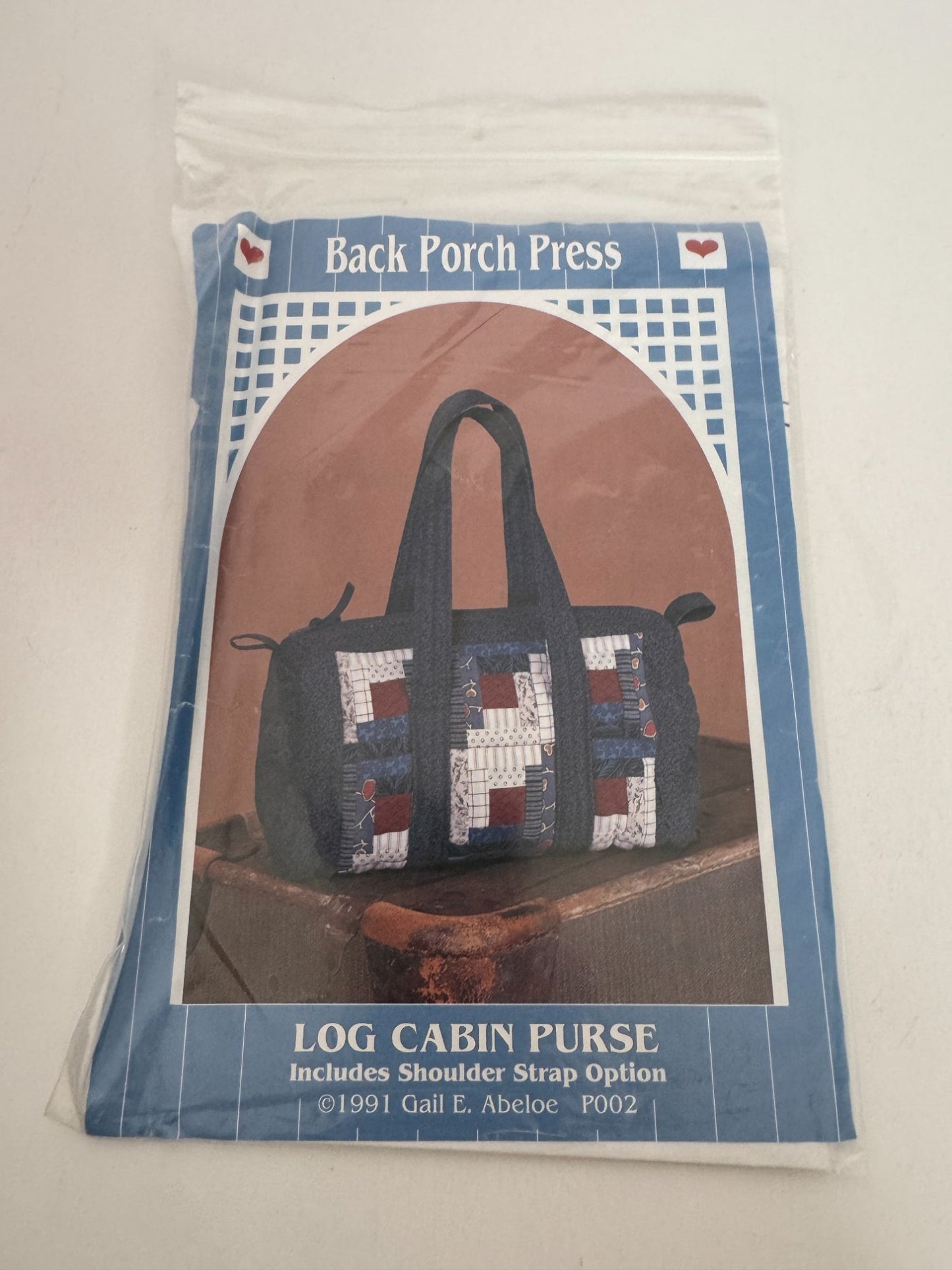 Back Porch Press Quilting Pattern Log Cabin Purse Duffle Style Quilted Bag Craft