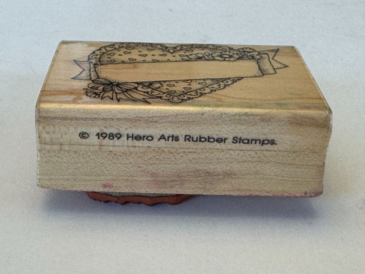 Hero Arts Rubber Stamp Ribboned Heart Banner Sign Valentines Day Love Wedding
