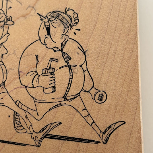 Art Impressions Rubber Stamp Power Walkers Jogging Old Lady Exercise Funny U1925