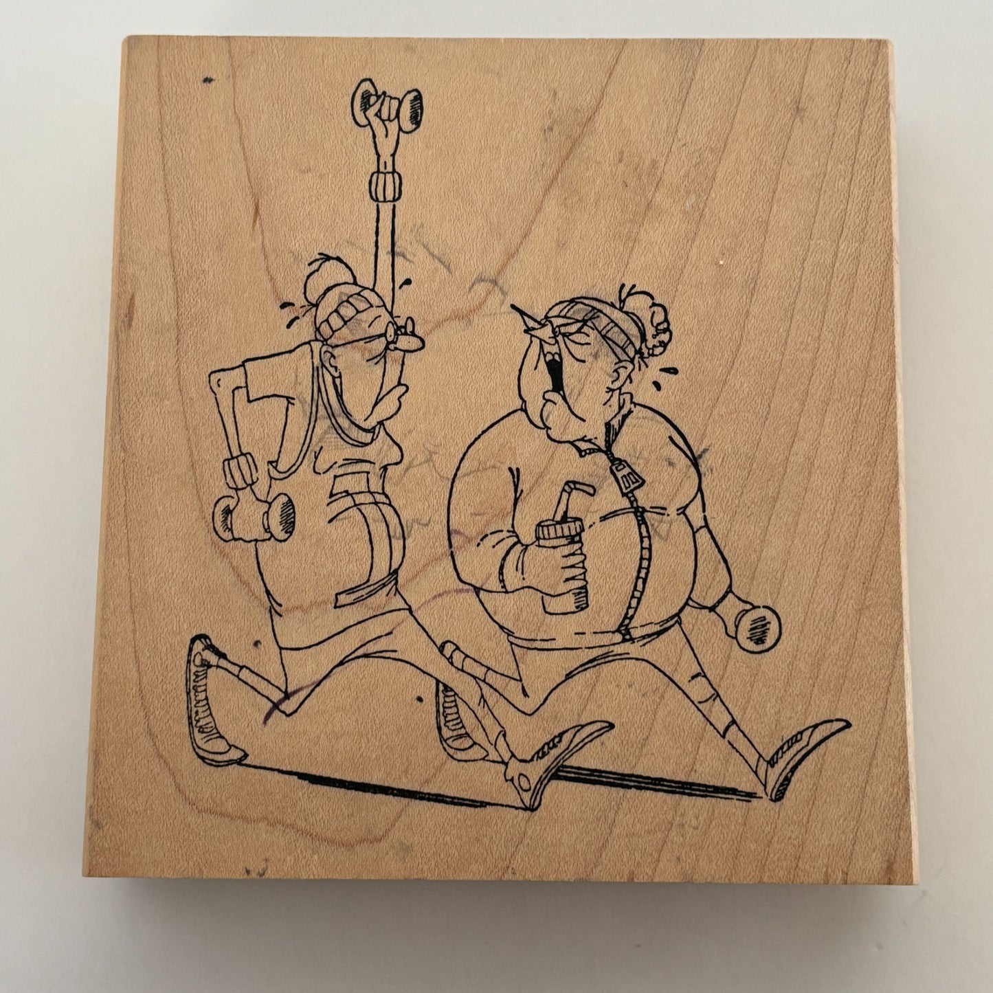Art Impressions Rubber Stamp Power Walkers Jogging Old Lady Exercise Funny U1925