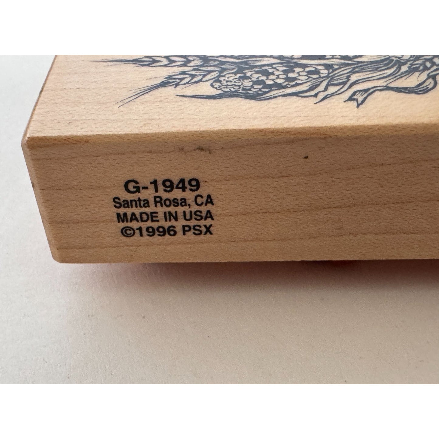 PSX Rubber Stamp Harvest Garland Corn Wheat Thanksgiving Fall Vertical G-1949