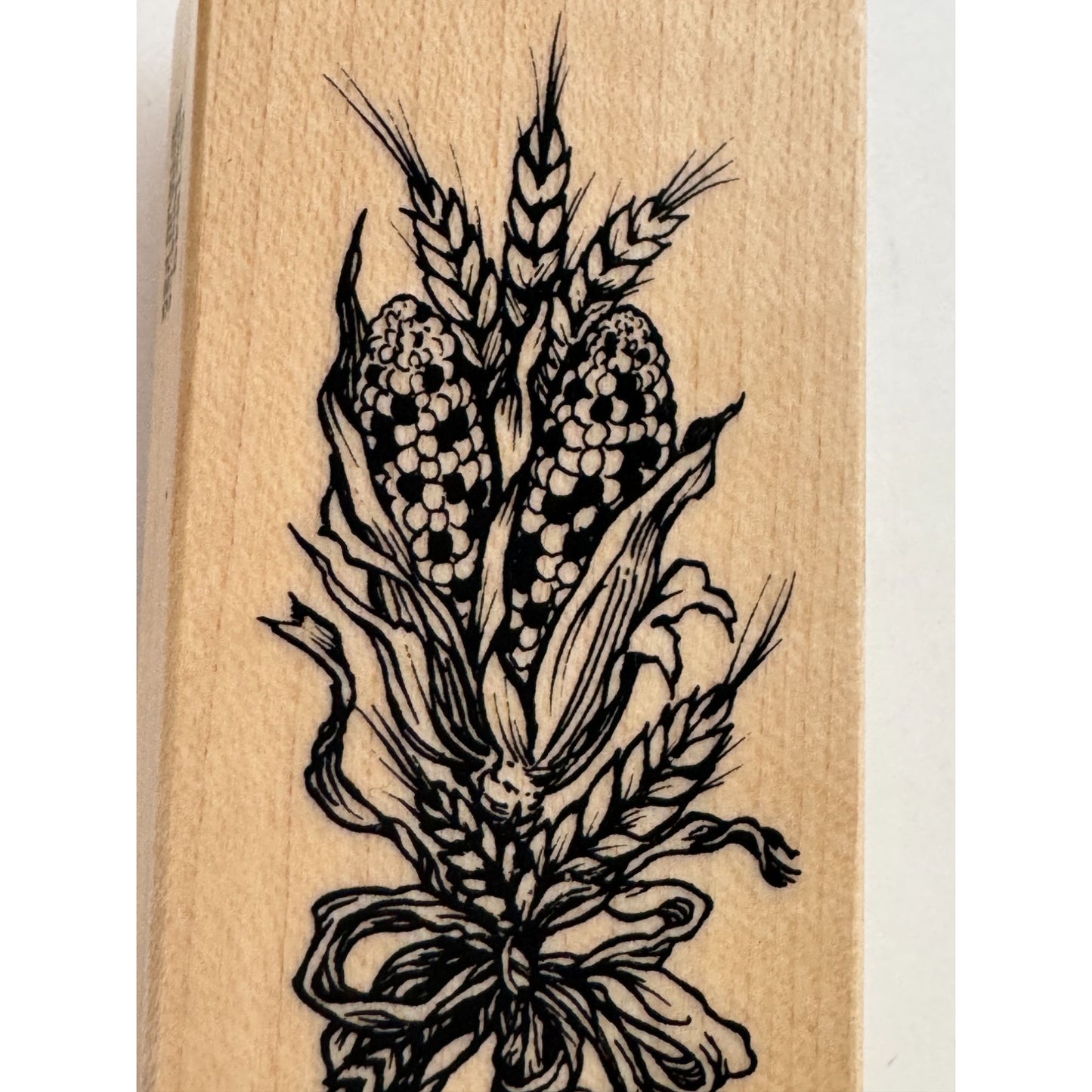 PSX Rubber Stamp Harvest Garland Corn Wheat Thanksgiving Fall Vertical G-1949