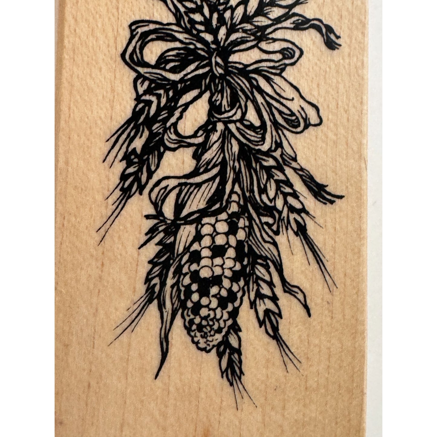 PSX Rubber Stamp Harvest Garland Corn Wheat Thanksgiving Fall Vertical G-1949