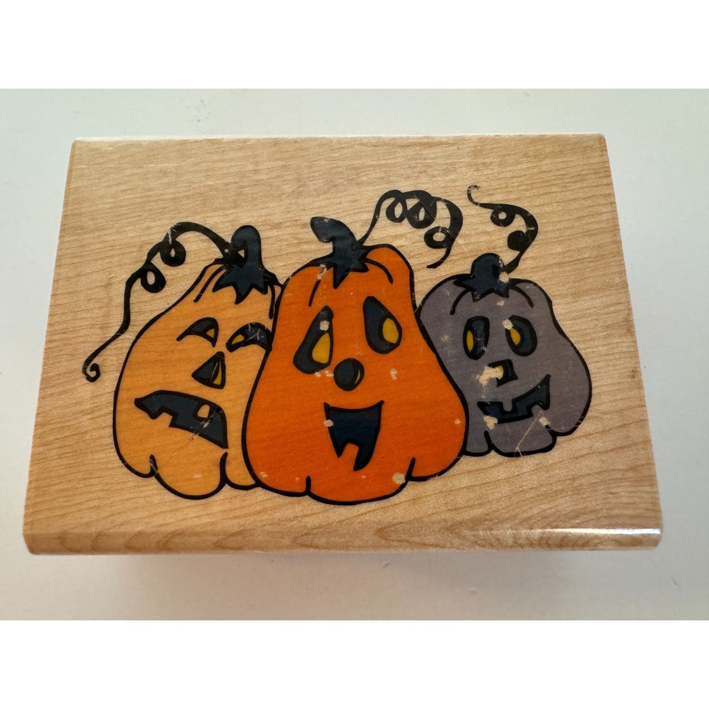 Canadian Maple Collections Rubber Stamp Halloween Pumpkin Trio Jack-O-Lanterns