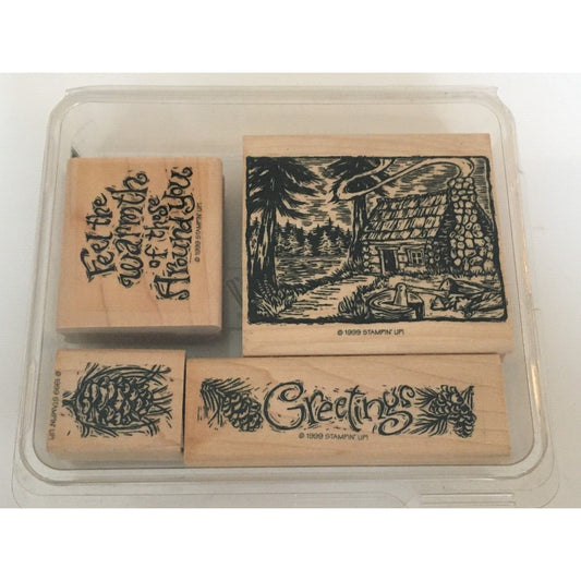 Stampin Up Rubber Stamp Feel The Warmth Christmas Winter Holiday Pine Cone Card