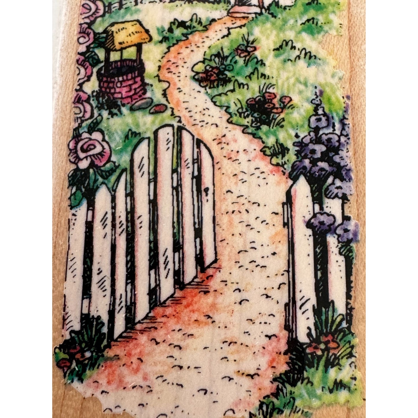 Stampendous Rubber Stamp Cottage Path House English Garden Fence Flower Arch
