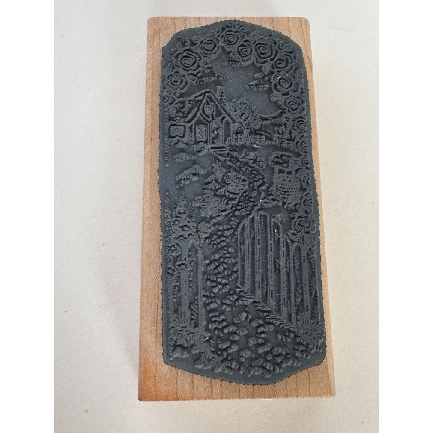 Stampendous Rubber Stamp Cottage Path House English Garden Fence Flower Arch