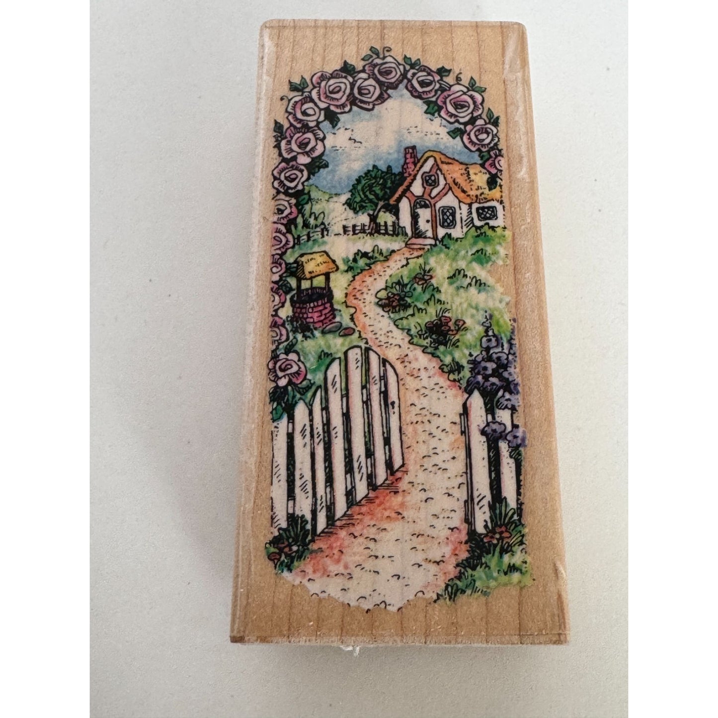 Stampendous Rubber Stamp Cottage Path House English Garden Fence Flower Arch