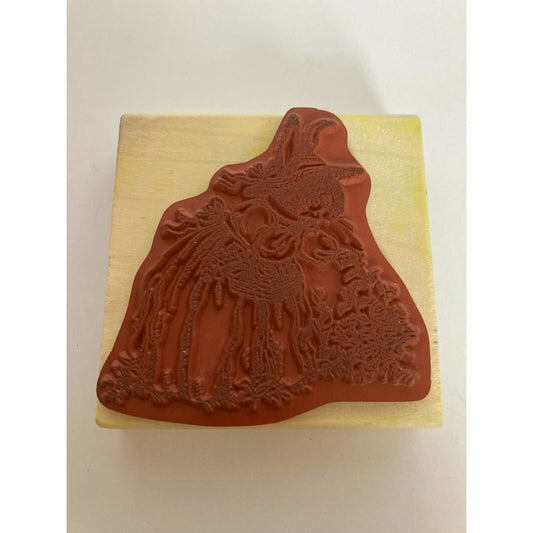 Uptown Rubber Stamp Holly Pond Hill Bunny Rabbit Picking Flowers Susan Wheeler