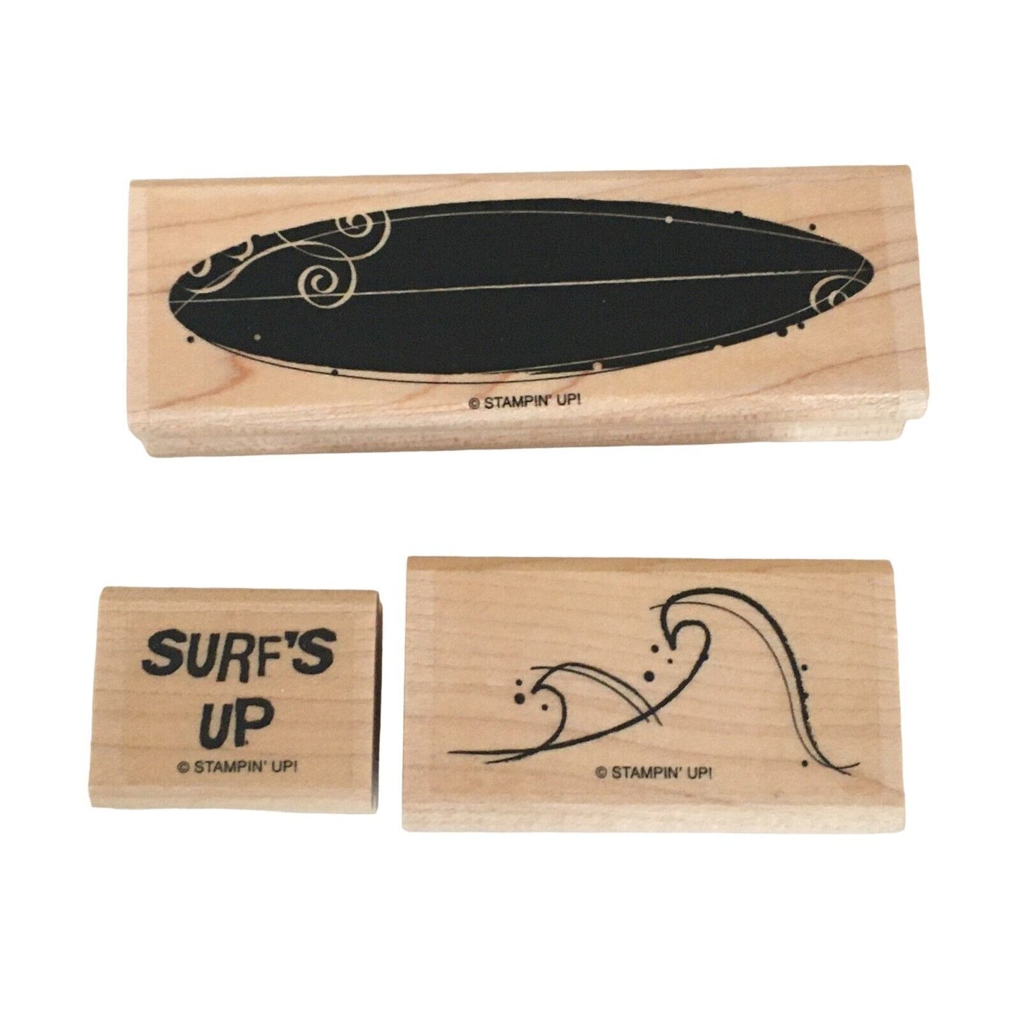 Stampin Up Rubber Stamp Just Surfing Wave Surfboard Ocean Beach Rare Retired