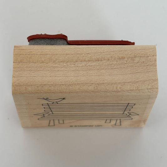 Stampin Up Wood Rubber Stamp Park Bench Bird Garden Nature Relax Sit Card Making
