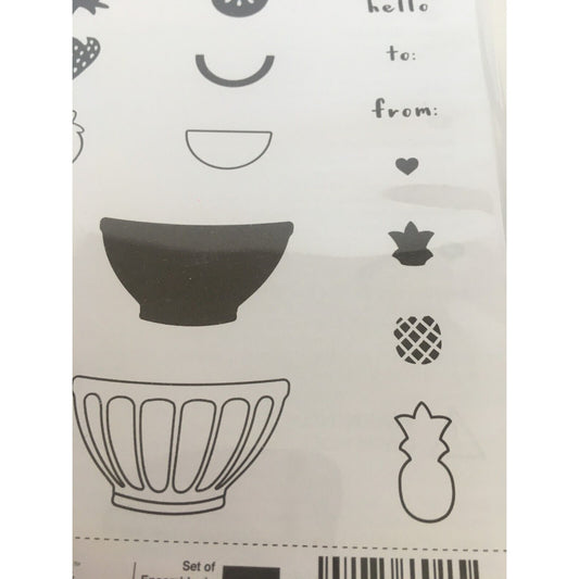 Stampin Up Fruit Basket Acrylic Stamps Food Hello Happy Birthday Friend To From