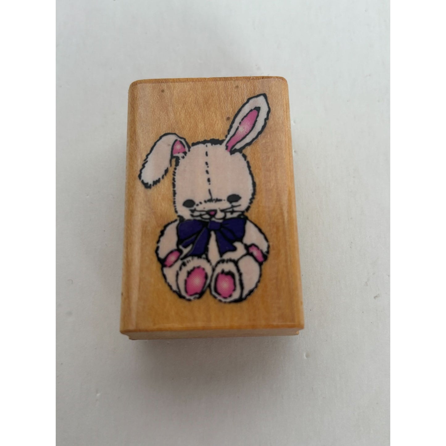 Comotion Wood Mounted Rubber Stamp Cute Bunny Rabbit Toy Spring Easter 253 Vtg