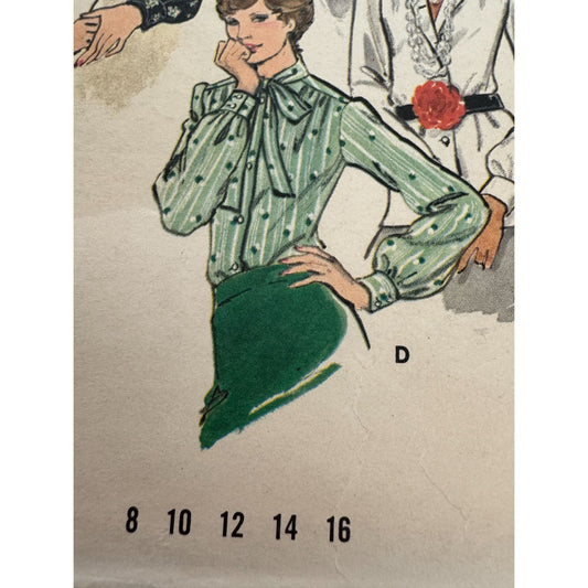 Butterick Sewing Pattern 3220 Misses Blouse Bowed Collar 12 Uncut 1970s Vintage