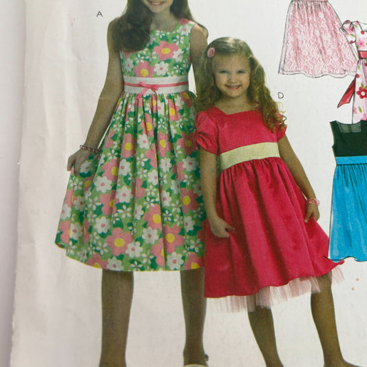 McCalls Sewing Pattern MP377 Girls Party Dress Tulle Ruffle Lining Sizes 3-6 UC