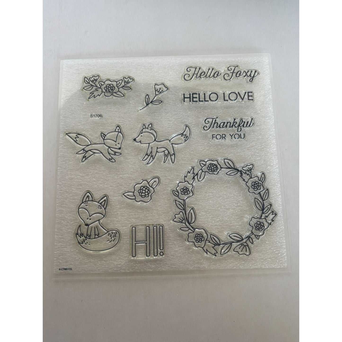 CTMH Acrylic Stamps Set Hello Foxy Fox Flower Wreath Thankful for You My Acrylix