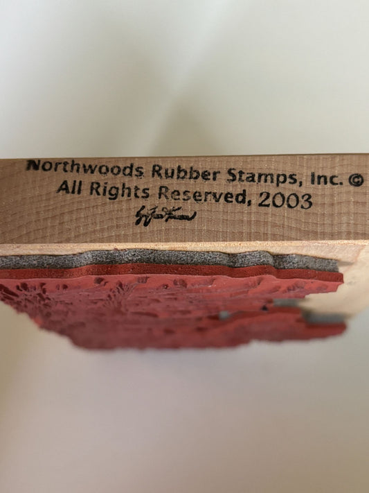 Northwoods Wooden Rubber Stamp Pheasant Scene Animal Landscape Nature Outdoors