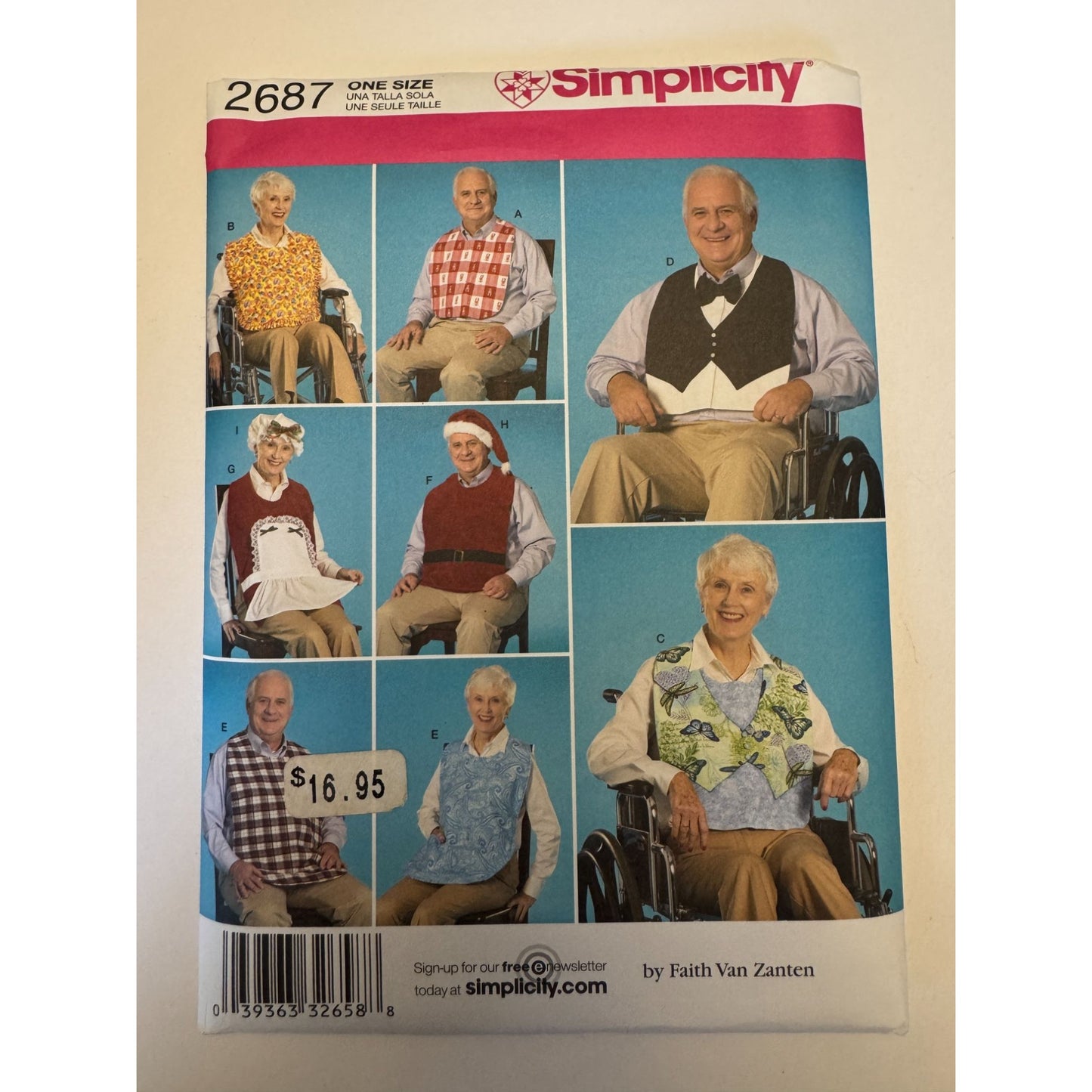 Simplicity Sewing Pattern 2687 Adult Bib Clothing Protection Caregiver Santa Uncut