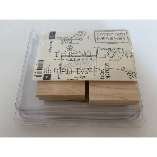 Stampin Up Wood Rubber Stamp Set For A Friend Birthday Wishes Card Making Words
