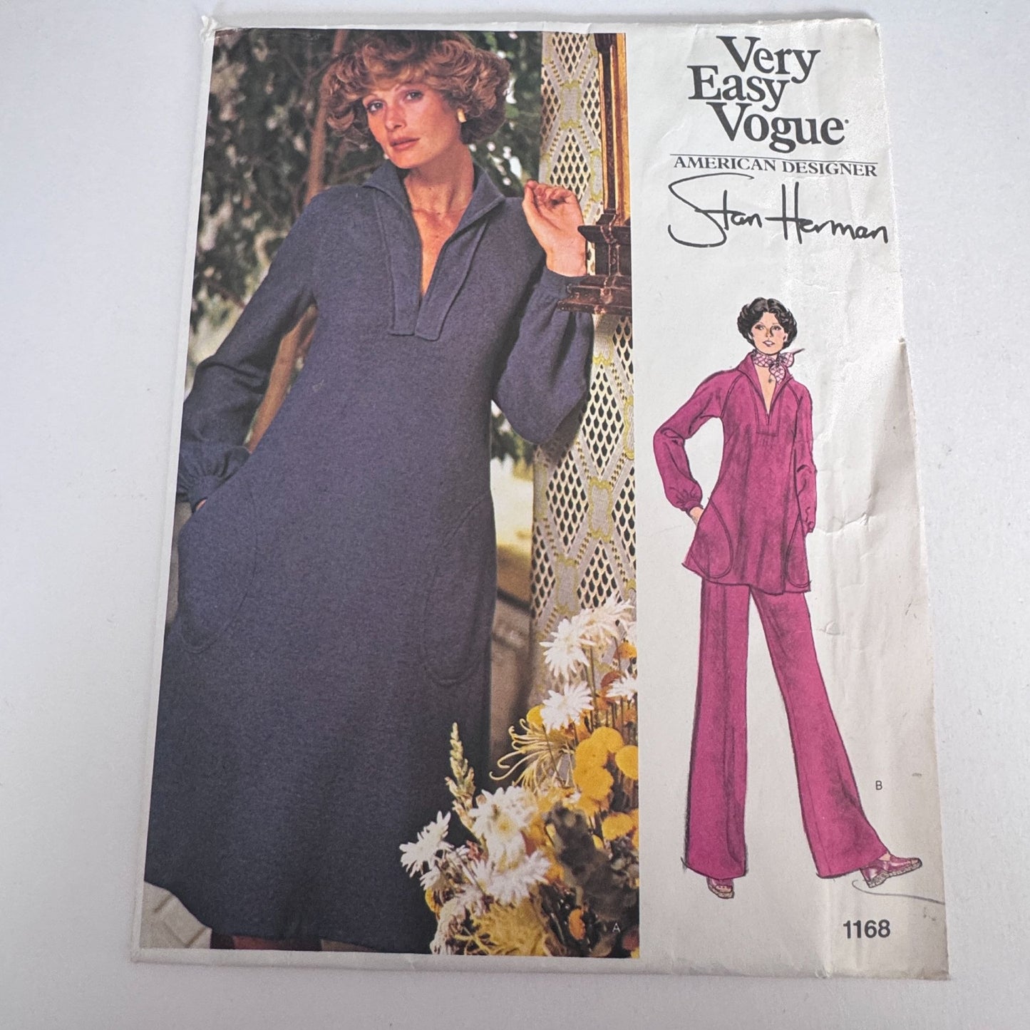 Vogue Sewing Pattern 1168 Dress Tunic Top Pants 1970s Stan Herman 14 Uncut Designer