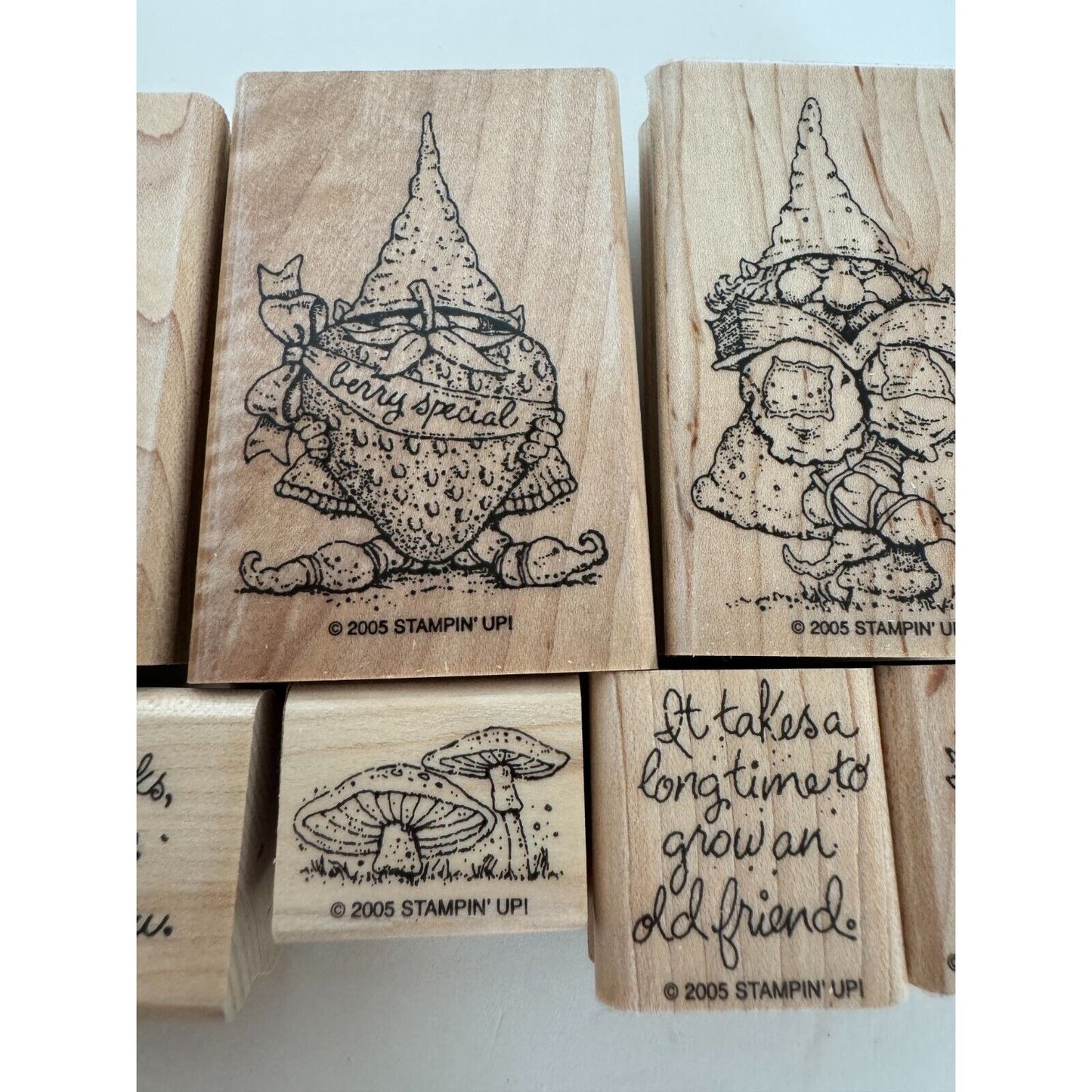 Stampin Up Rubber Stamp Knobbly Gnomes Reader Mushrooms Grow Friend Card Making